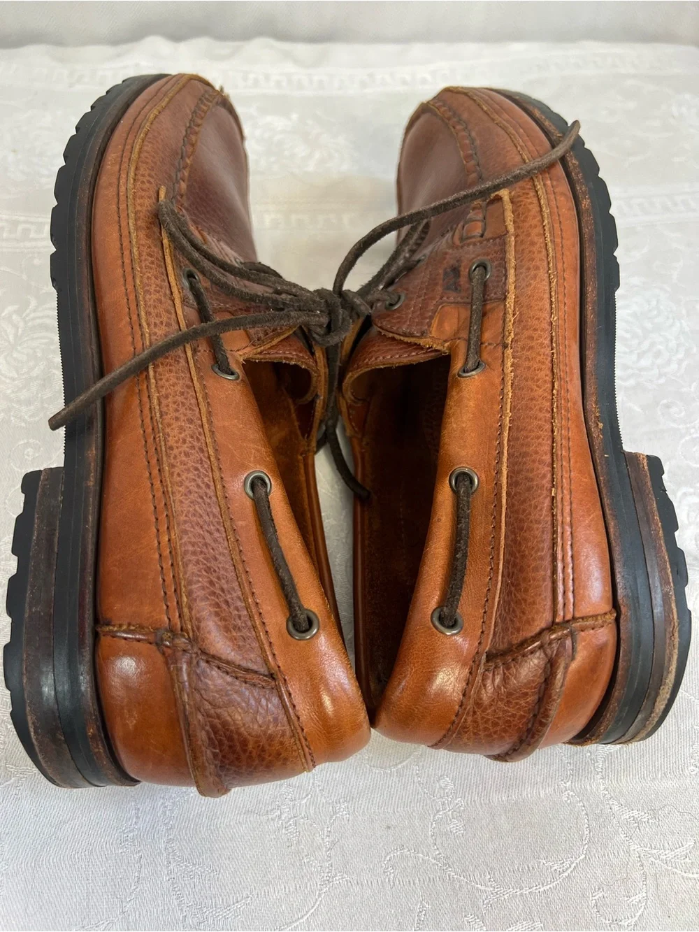 Allen Edmonds Woodhaven Men’s Loafers Brown Leather Slip On Boat Shoes Lace Up 8